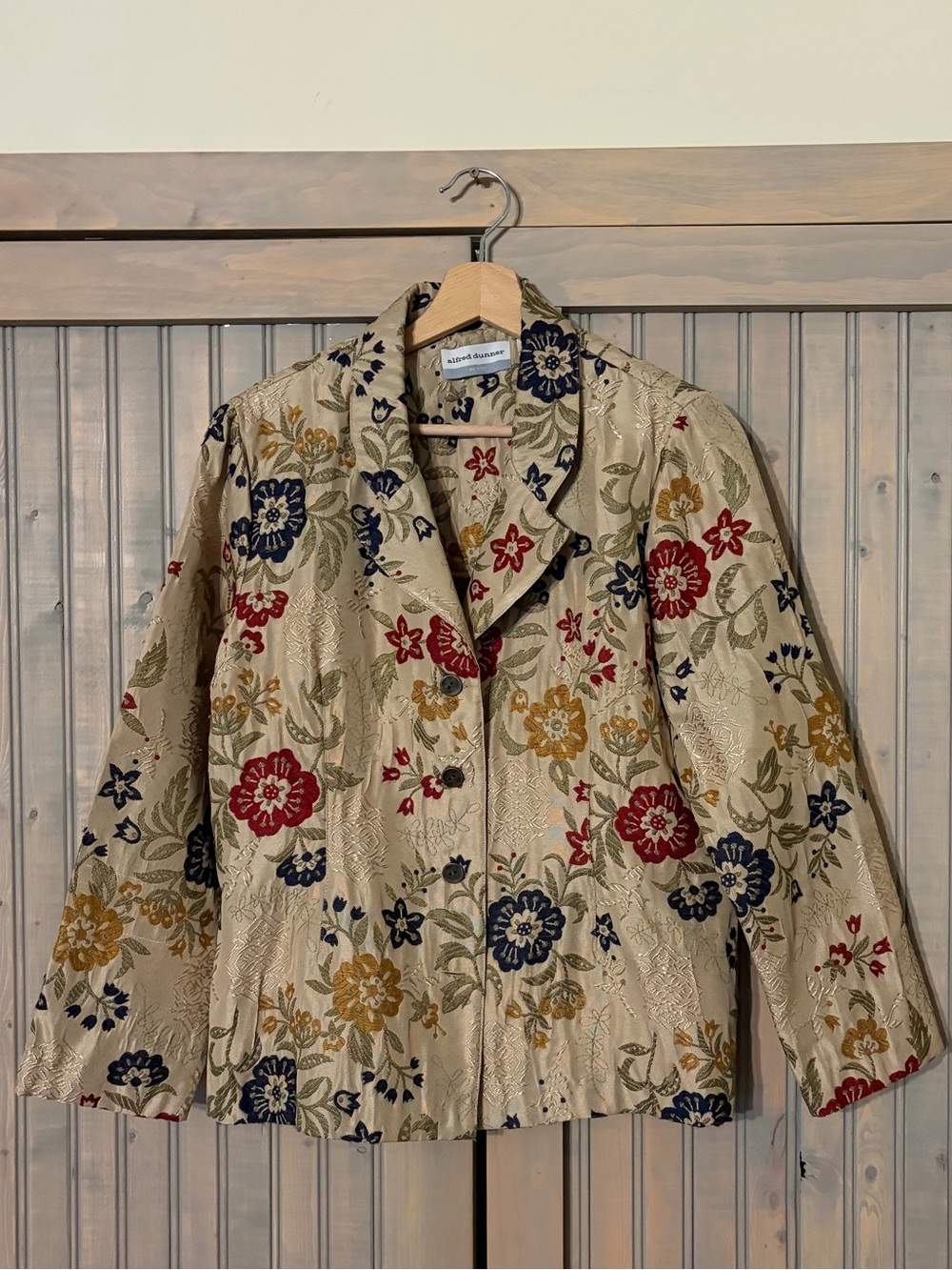 Floral Tapestry Blazer with Red/Navy/ Gold Accents